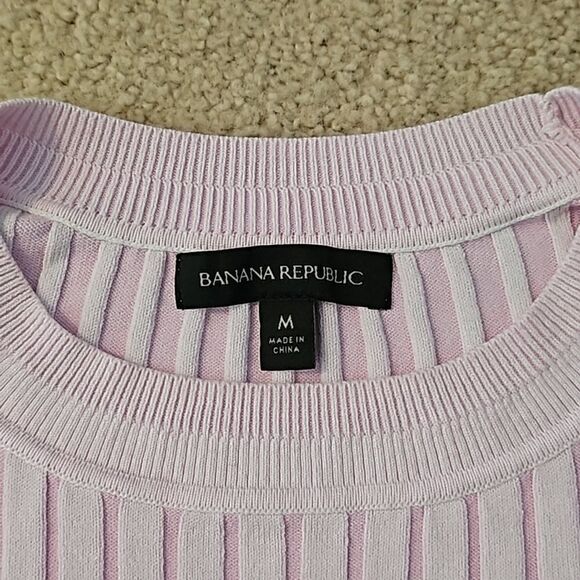 Banana Republic Women’s Colorblock Striped Ribbed Sweater Raspberry Purple M - Picture 7 of 14